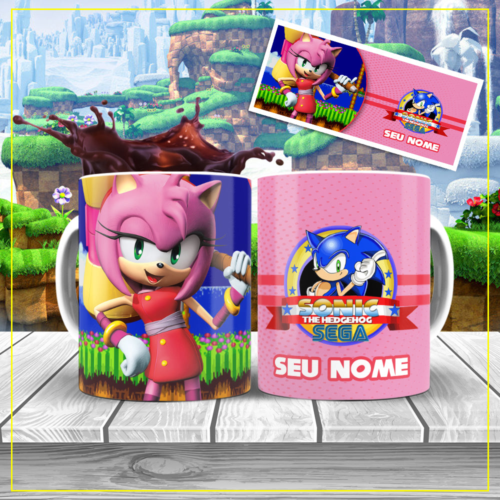 Taza personalizada Amy Rose - Regalo para fans de Sonic - Diseño con nombre incluido