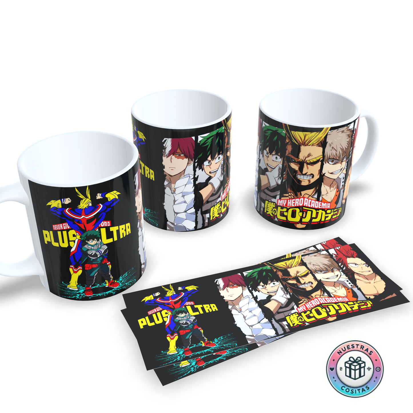 Taza My Hero Academia – Plus Ultra con Deku, All Might, Todoroki y Bakugo