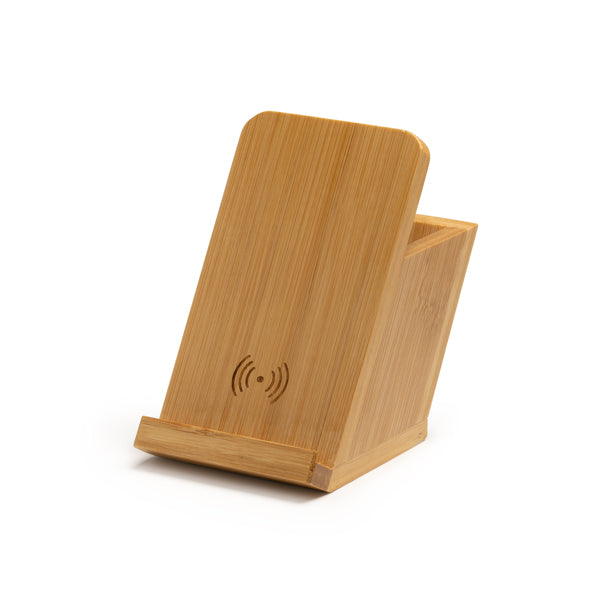Lapicero de bambú con cargador inalámbrico vertical