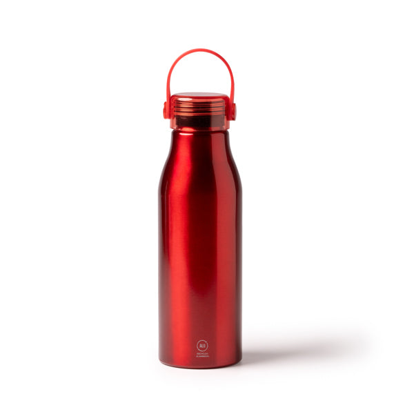 Botella de aluminio reciclado 750 ml con asa de silicona · Rojo