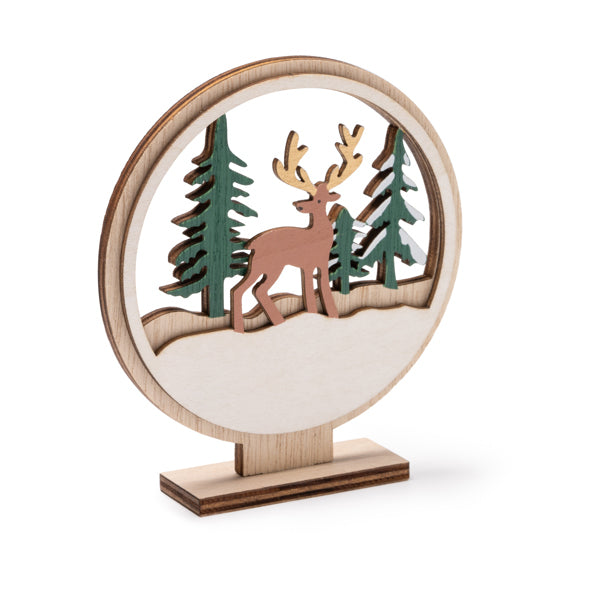 Adorno navideño de madera con base