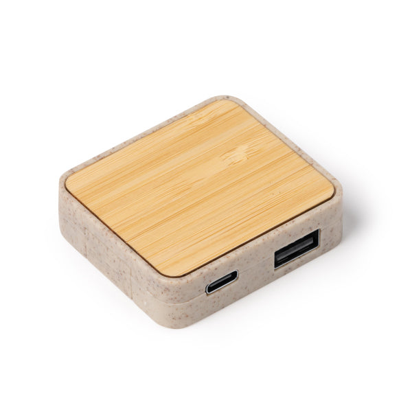 Hub USB de bambú y fibra de trigo