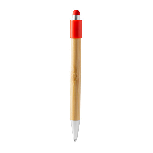 Bolígrafo antiestrés de bambú con spinner · Rojo