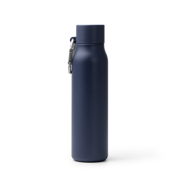 Botella térmica mate de acero reciclado 550 ml con mosquetón · Marino