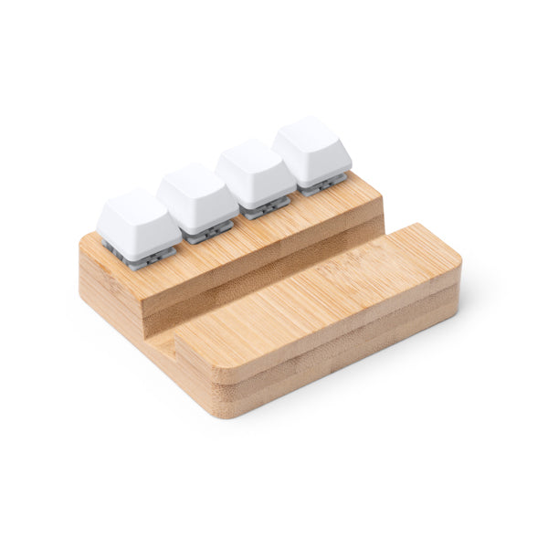 Soporte antiestrés de bambú para móvil
