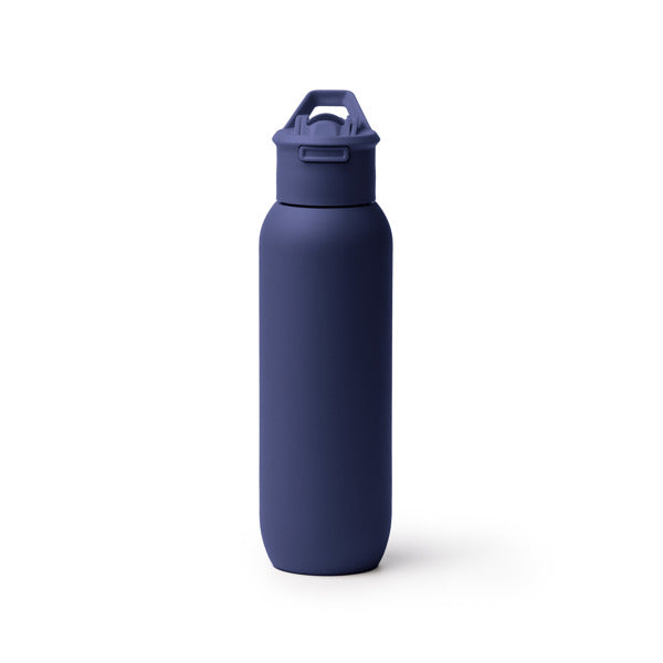 Botella térmica de acero reciclado 500 ml con pajita · Marino
