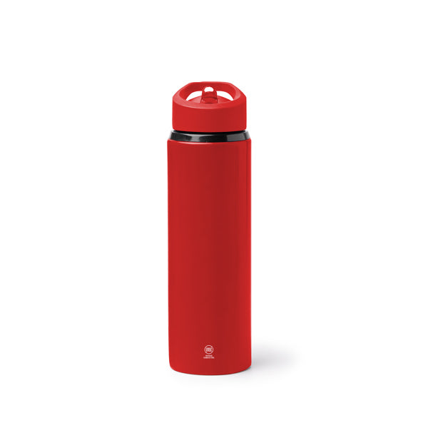 Botella de acero reciclado 700 ml con pajita abatible · Rojo