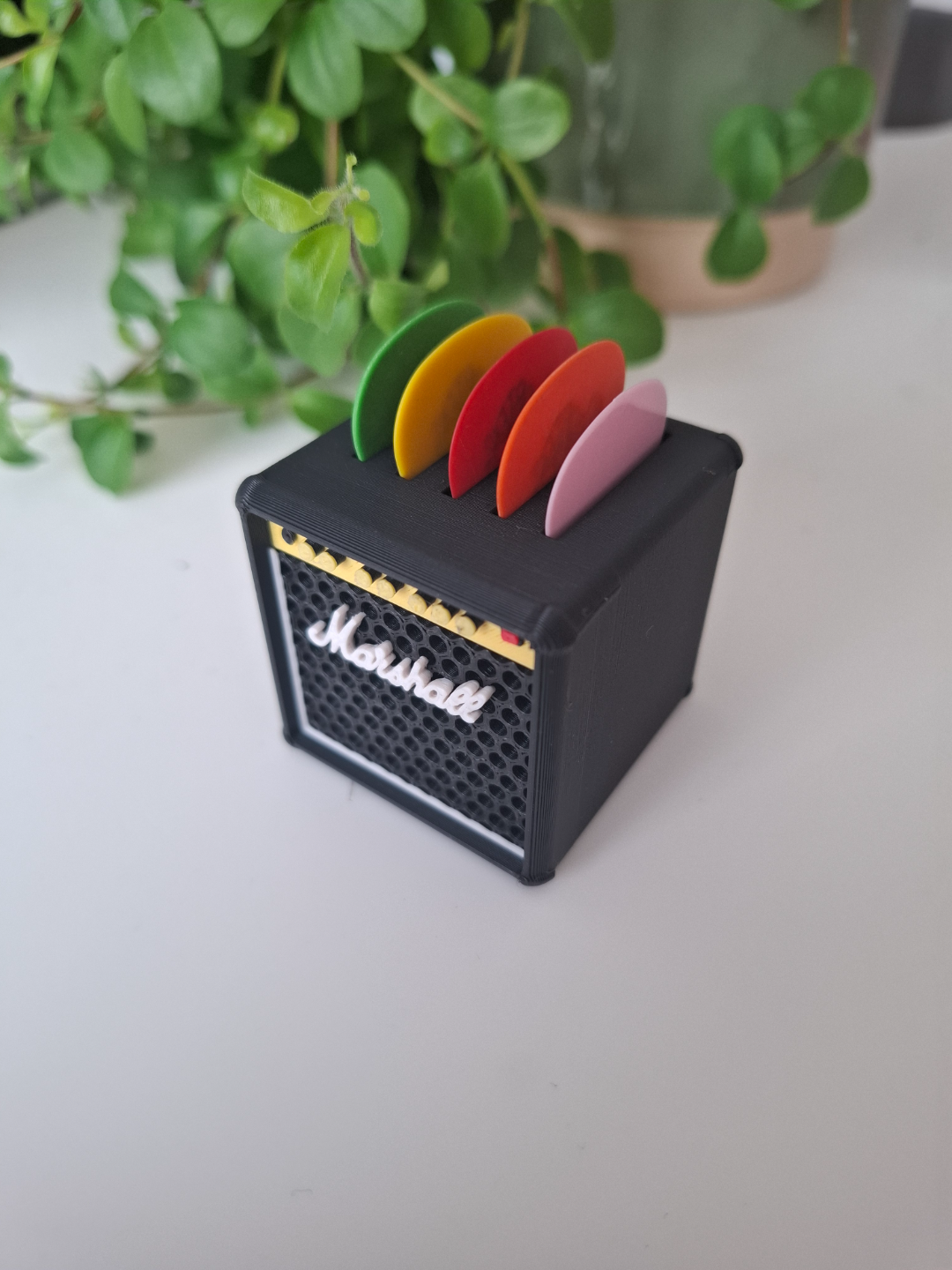 Mini amplificador porta púas de guitarra 🎸 | Organizador original para picks (Marshall, Fender, Gibson y Orange).