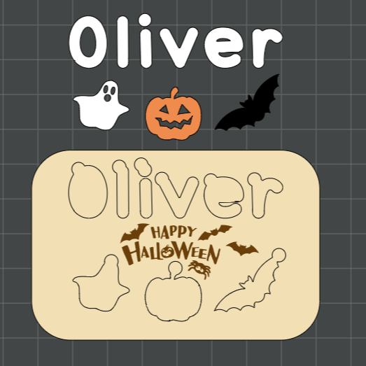 Puzzle de Halloween con nombre impreso en 3D – Regalo infantil personalizado