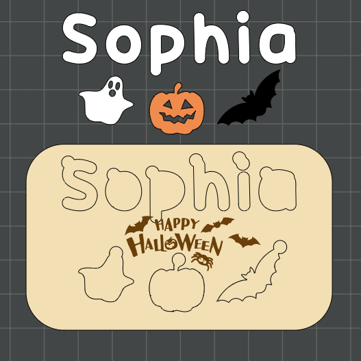 Puzzle de Halloween con nombre impreso en 3D – Regalo infantil personalizado