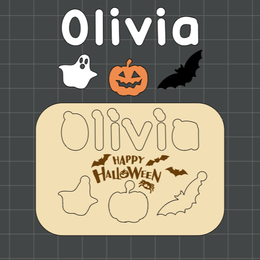 Puzzle de Halloween con nombre impreso en 3D – Regalo infantil personalizado