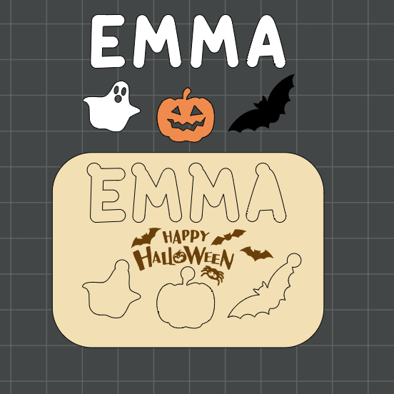 Puzzle de Halloween con nombre impreso en 3D – Regalo infantil personalizado