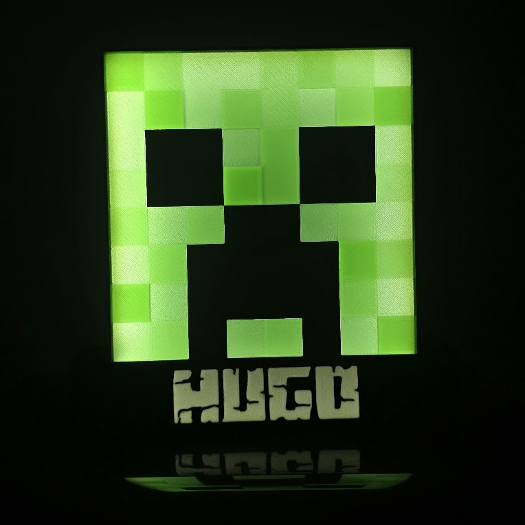 Caja de luz Minecraft personalizada con nombre - Impresa en 3D - Luz LED USB - Regalo gamer