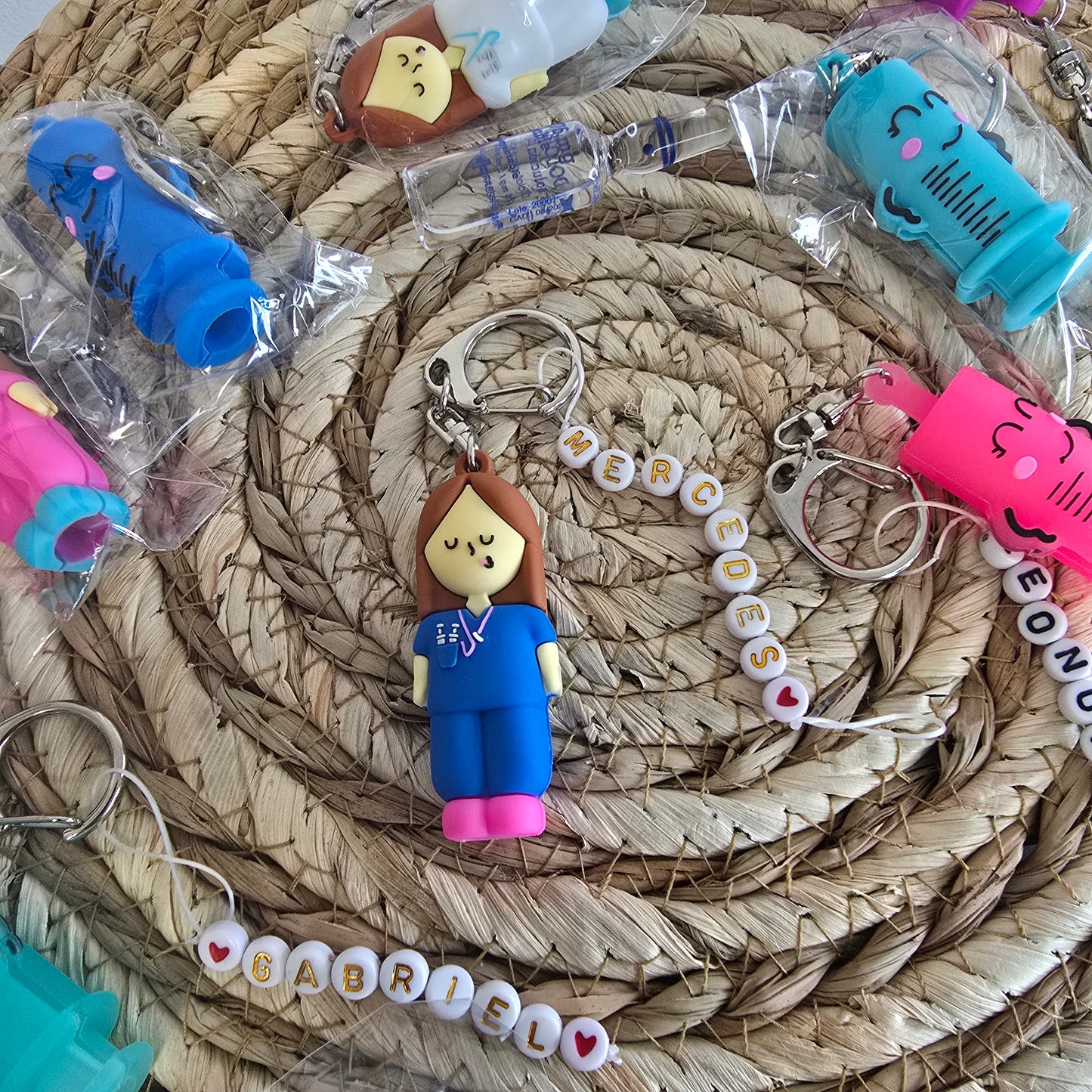 Rompeampollas enfermera personalizado – Regalo sanitario con nombre – Azul, rosa o blanco