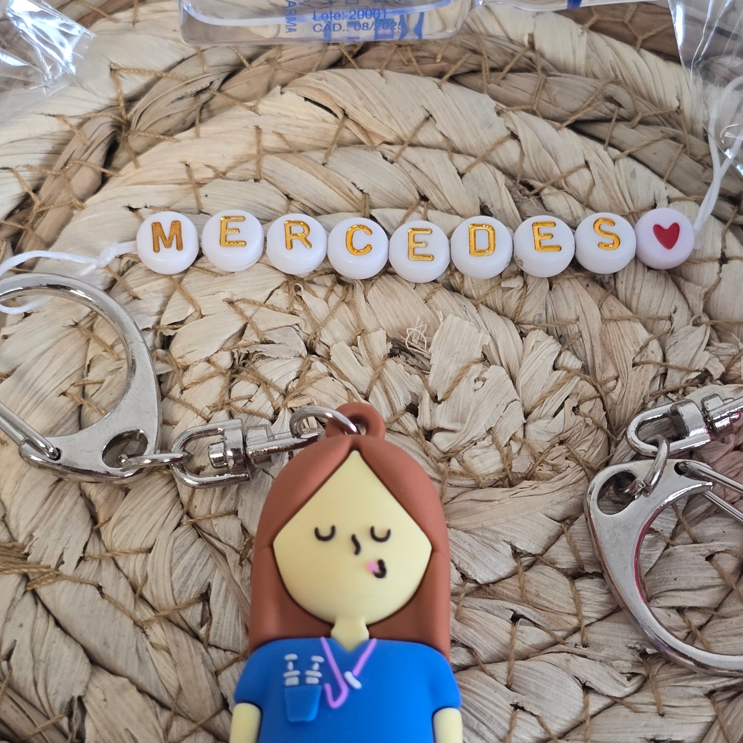 Rompeampollas enfermera personalizado – Regalo sanitario con nombre – Azul, rosa o blanco