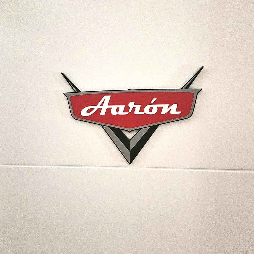 Letrero 3D Estilo Cars Personalizado – Nombre Pared o Puerta 🏎️