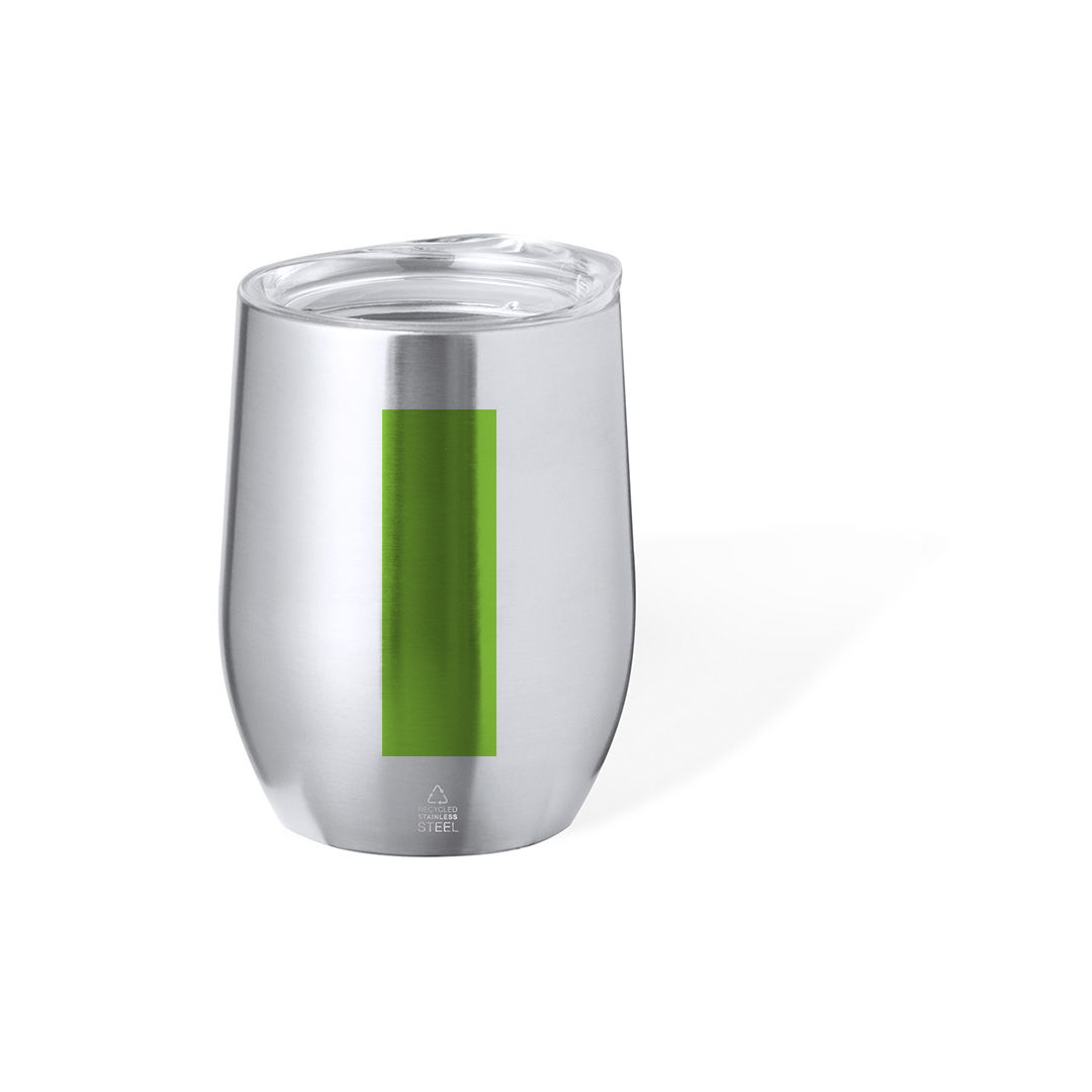Vaso térmico de acero reciclado con tapa transparente 340 ml · Claro