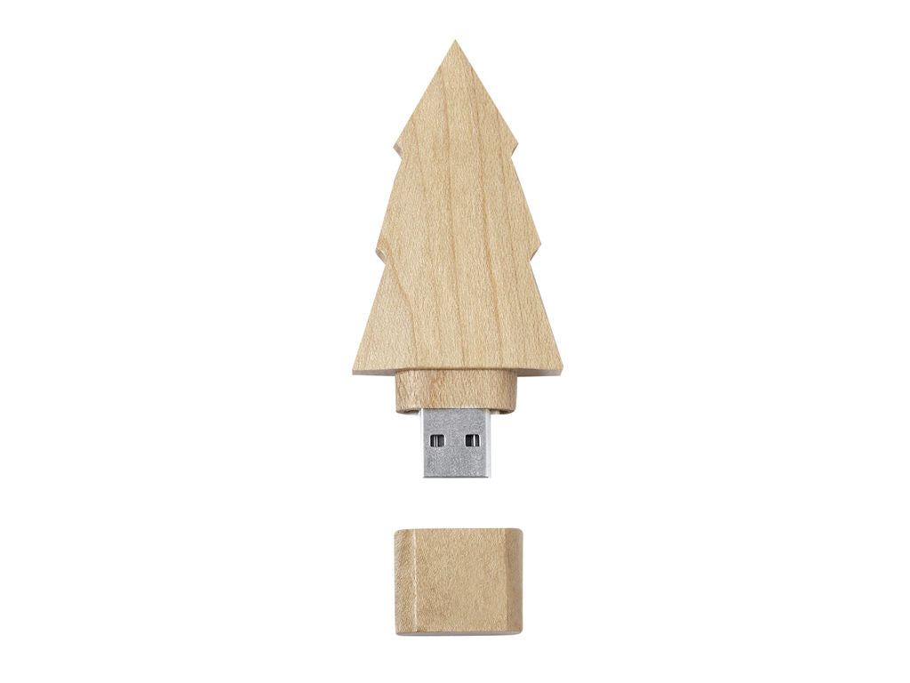 Memoria USB 16GB de madera con forma de pino