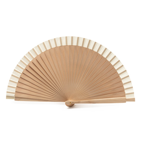 Abanico de madera y tela de algodón