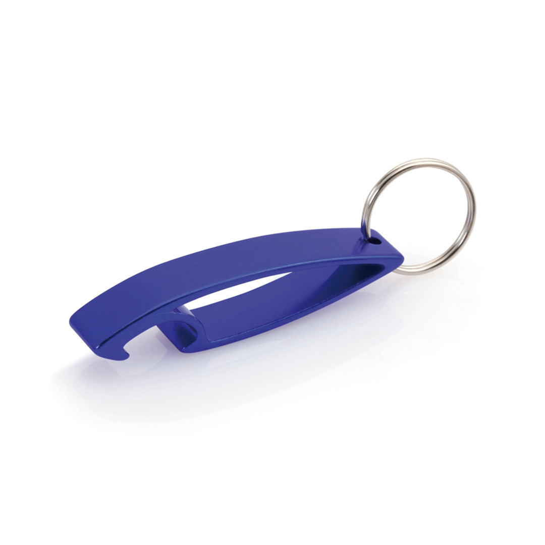Llavero abridor de aluminio en colores · Azul