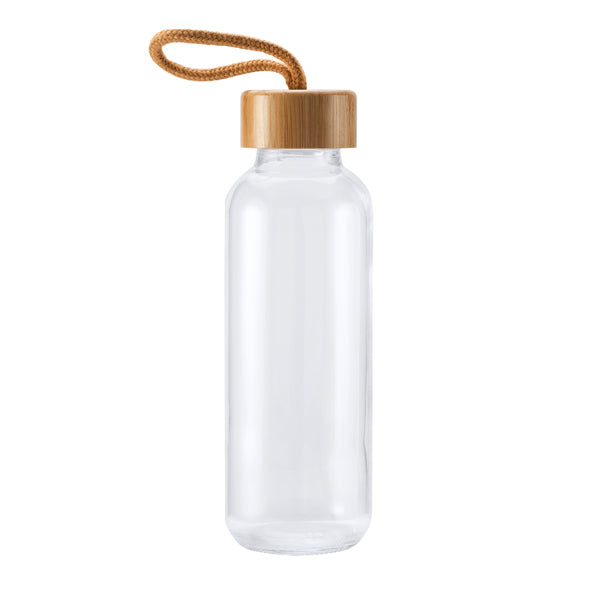 Botella de cristal 450 ml con tapón de bambú