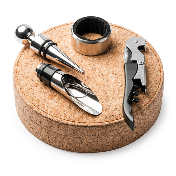 Set de vino en estuche de corcho
