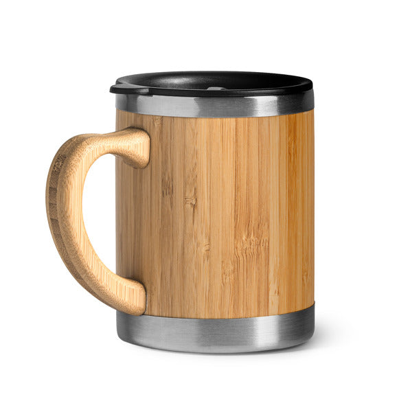 Taza térmica de bambú y acero 340 ml