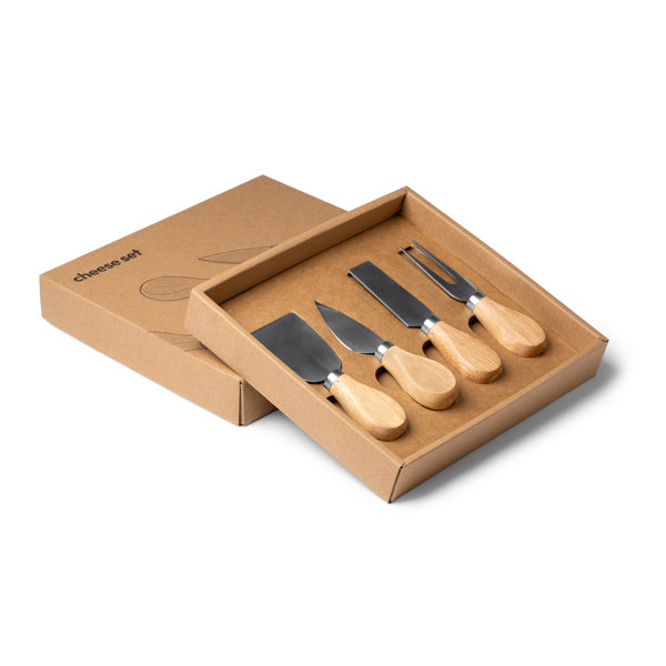 Set de 4 cuchillos para queso con mango de madera