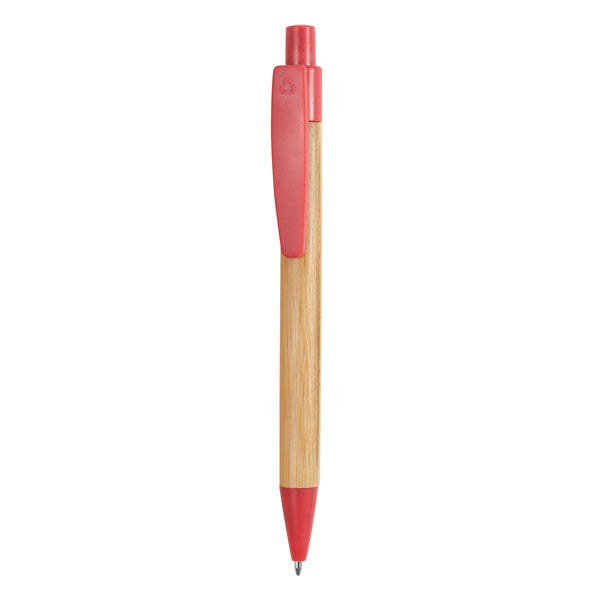 Bolígrafo de bambú con detalles de fibra de trigo · Rojo/Crudo