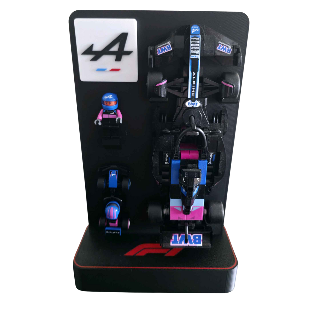 Soporte 3D para coches de LEGO con logo personalizable
