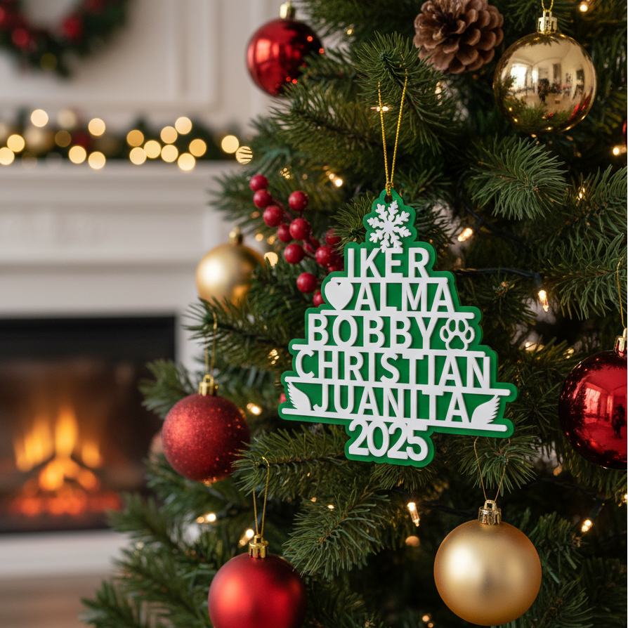 Adorno Árbol de Navidad Familiar Personalizado