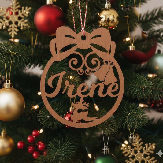 Bola de navidad personalizada Renos y campanas Nº 9