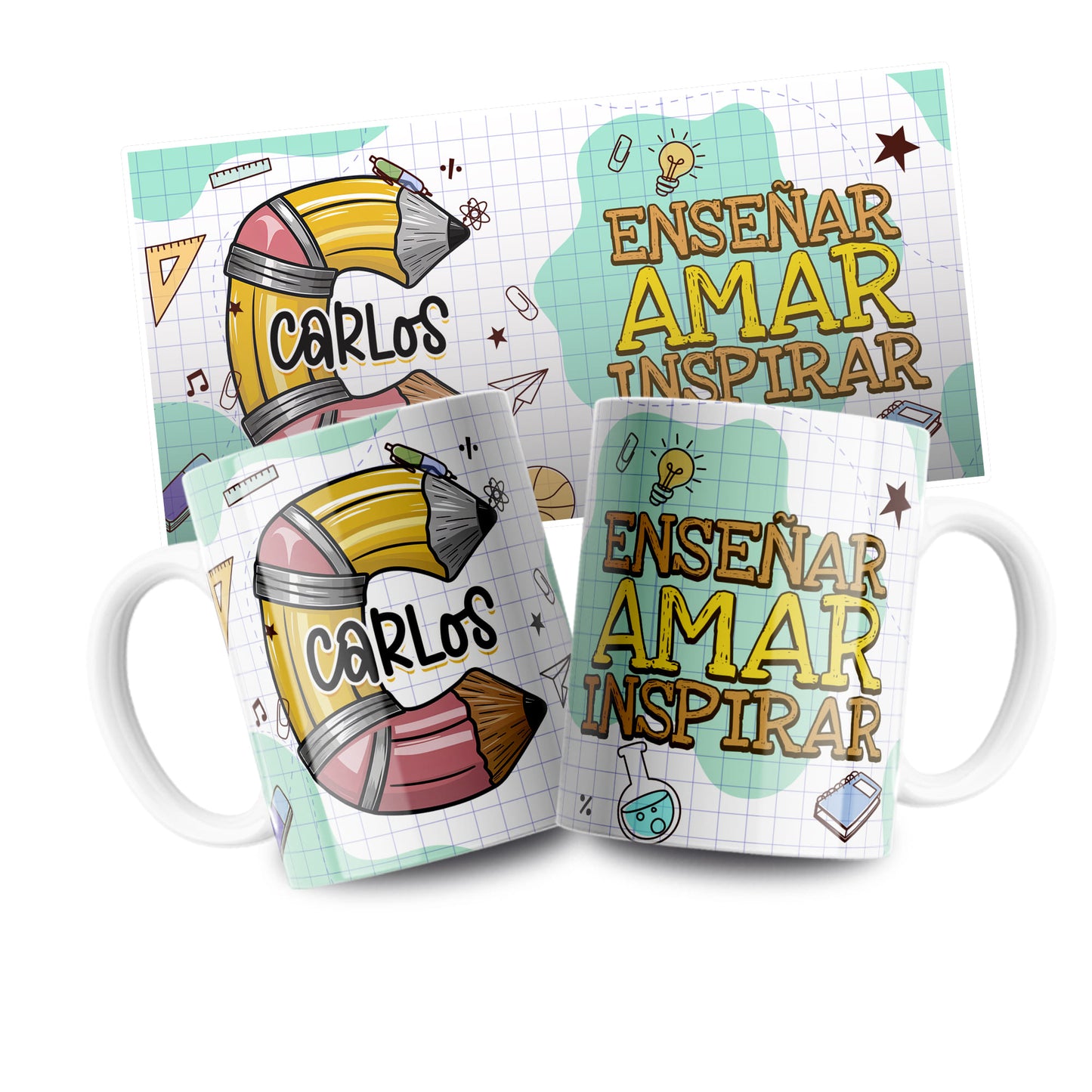Taza personalizada “Enseñar, amar, inspirar” – Regalo para maestras y maestros