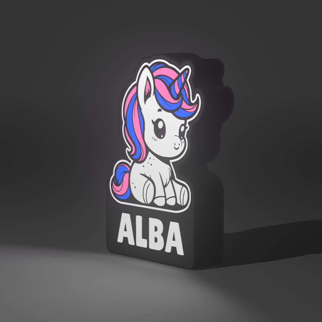 Caja de luz personalizada unicornio