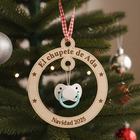 Adorno Personalizado de Madera "Chupete" | Decoración Navideña de Recuerdo para Bebé