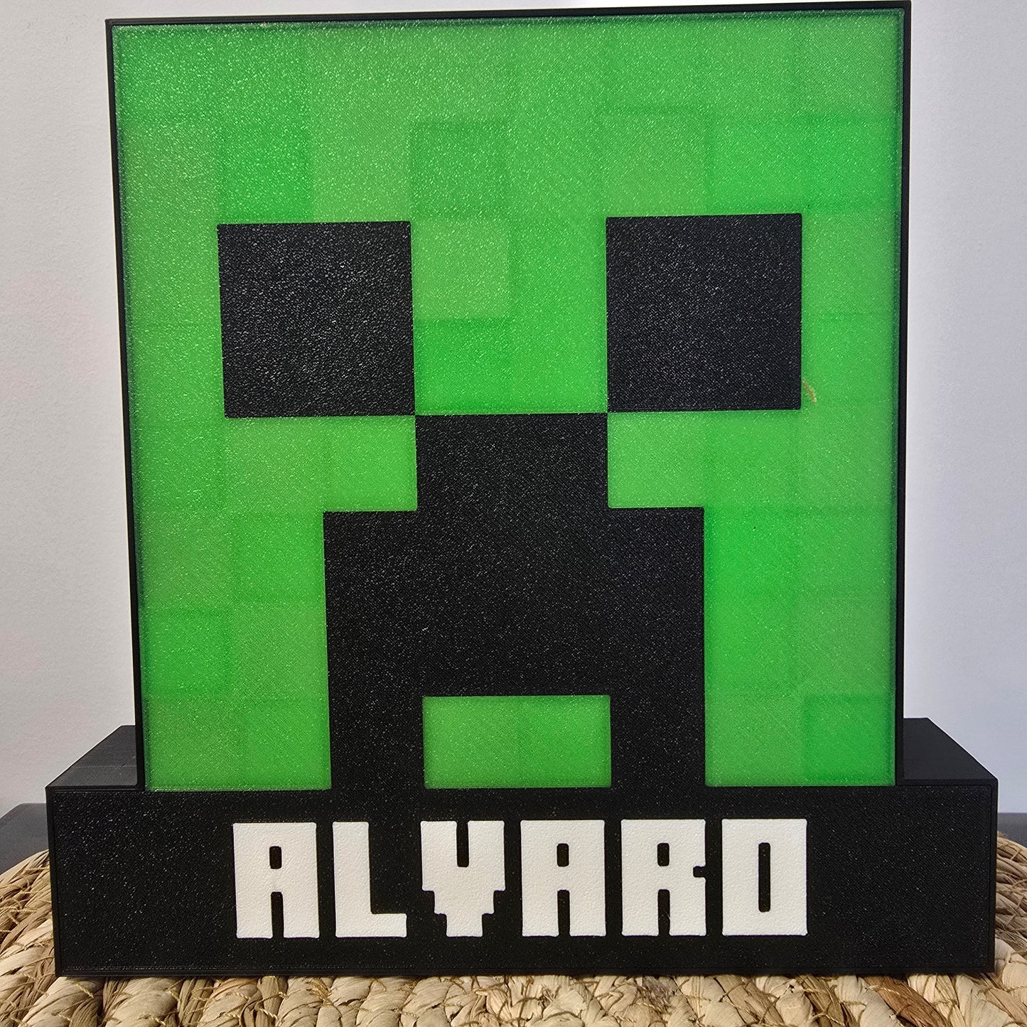 Caja de luz Minecraft personalizada con nombre - Impresa en 3D - Luz LED USB - Regalo gamer