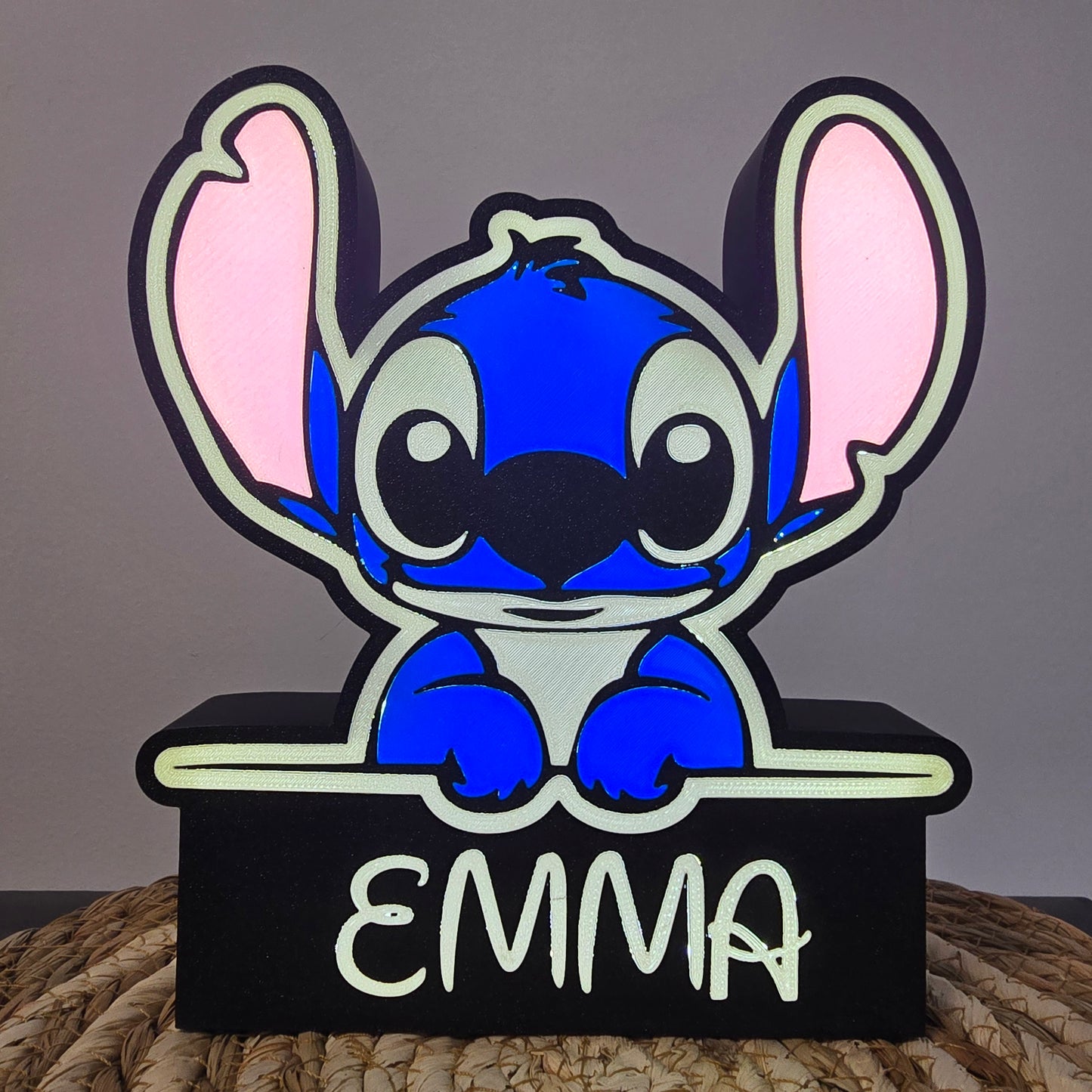 Caja de luz personalizada Stitch – Lámpara LED infantil con nombre