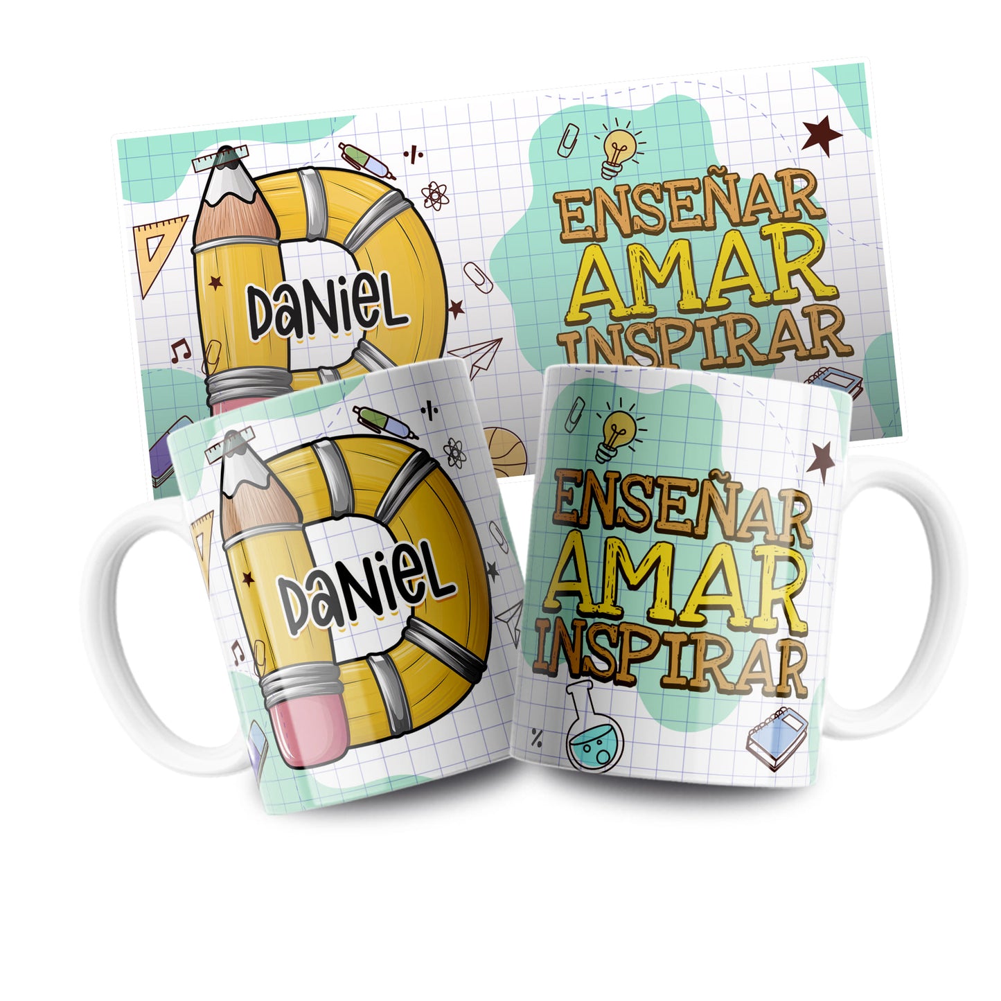 Taza personalizada “Enseñar, amar, inspirar” – Regalo para maestras y maestros
