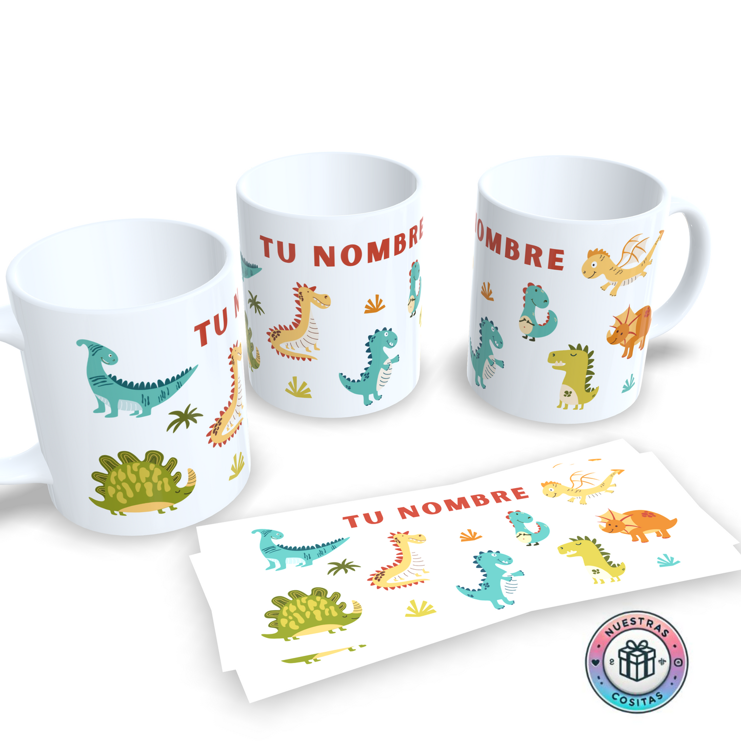 Taza Dinosaurios Infantil Personalizada con Nombre