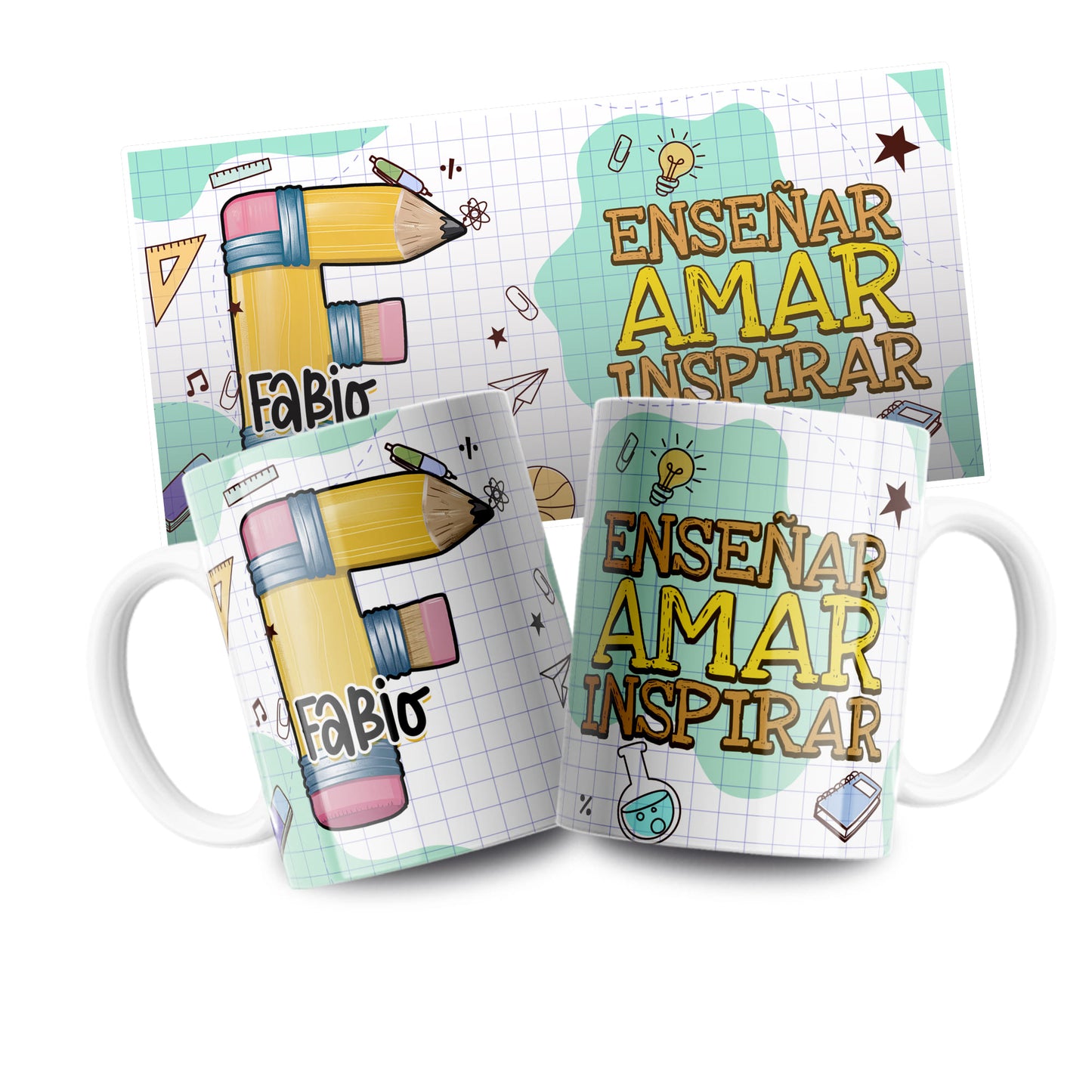 Taza personalizada “Enseñar, amar, inspirar” – Regalo para maestras y maestros