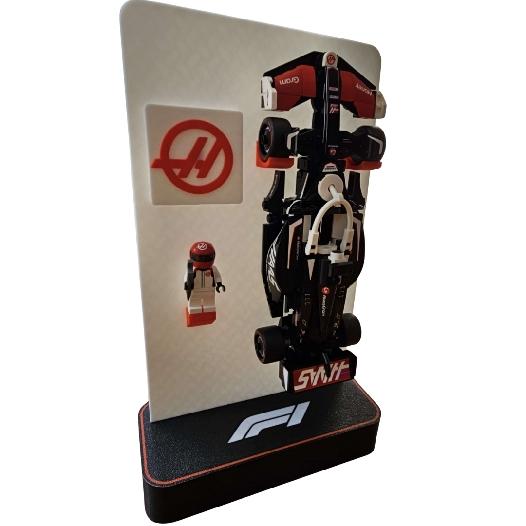 Soporte 3D para coches de LEGO con logo personalizable