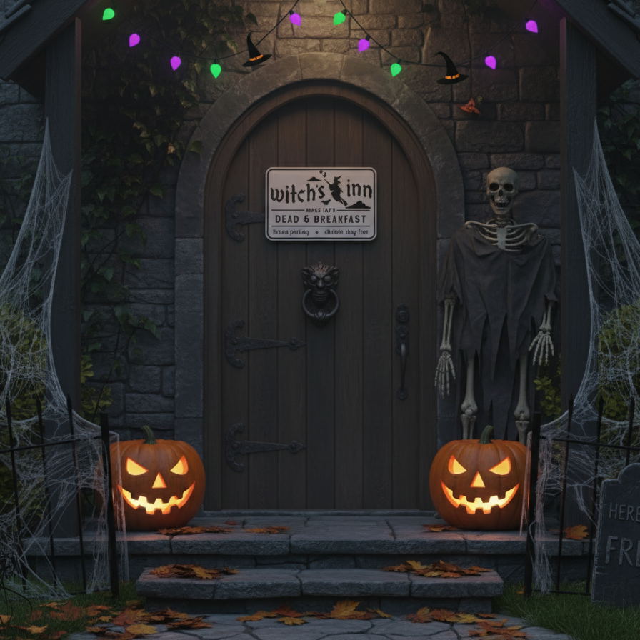 Decoración de Halloween 3D - Cartel "Posada de la Bruja"