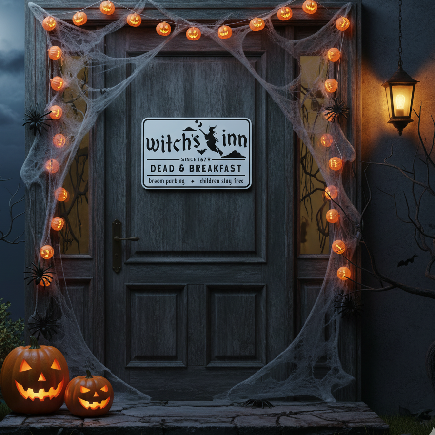 Decoración de Halloween 3D - Cartel "Posada de la Bruja"