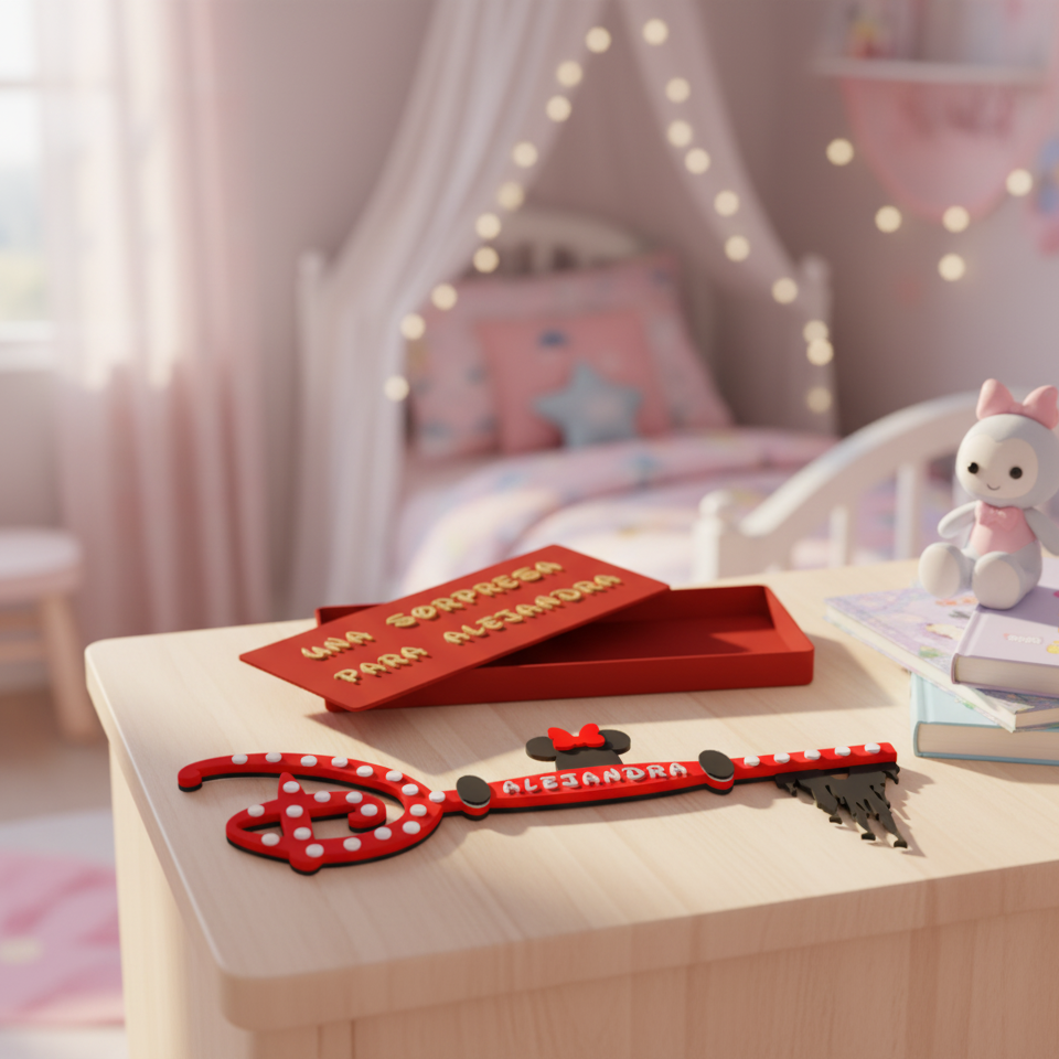 Llave Mágica Disney Impresa en 3D - Decoración Minnie Mouse (21cm)