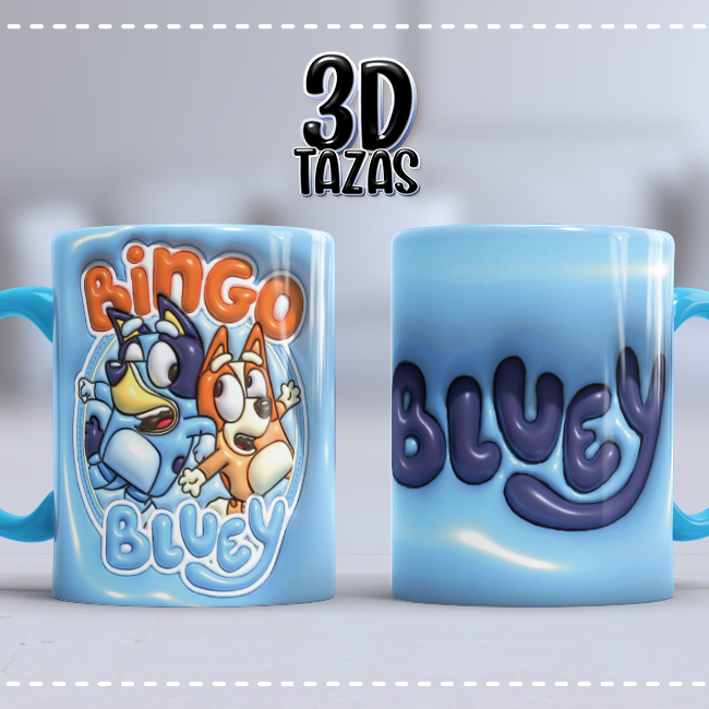 Taza 3D Bluey y Bingo Aventuras
