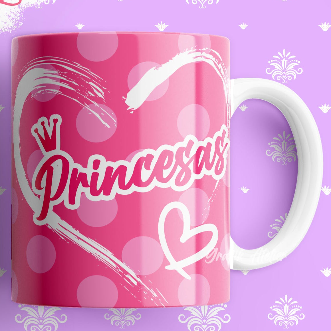 Taza Princesa Rosa – Diseño Encantado con Corazón