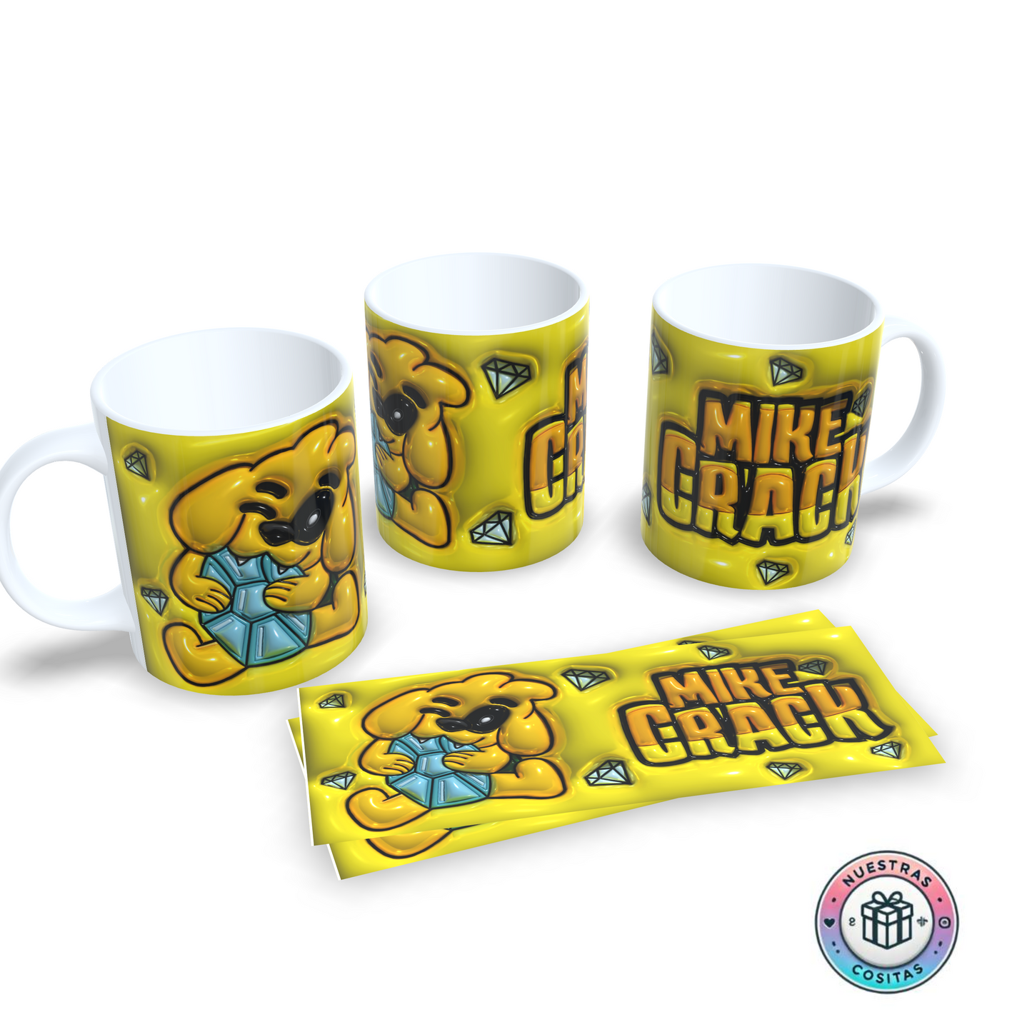 Taza Mikecrack 3D – Amarilla con diamantes