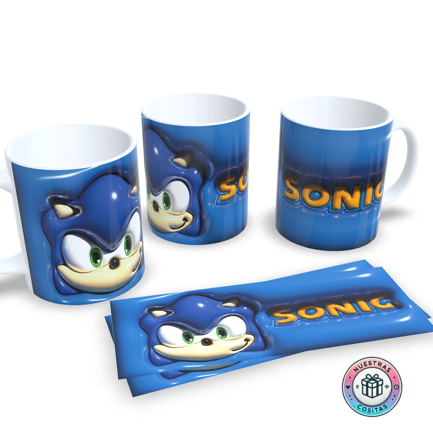 Taza Sonic 3D – Azul intenso y dinámica