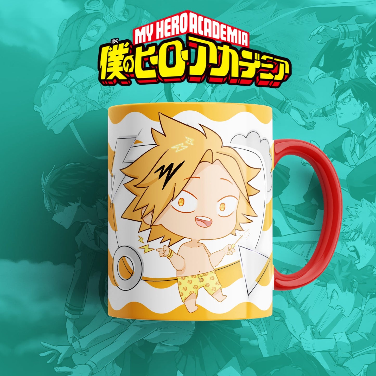 Taza My Hero Academia Denki Kaminari Chibi – Diseño divertido para fans del anime