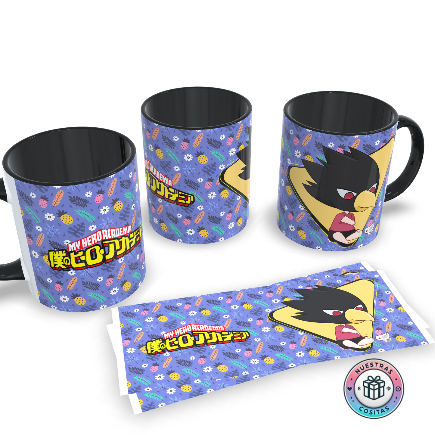 Taza My Hero Academia Tokoyami Chibi – Diseño púrpura floral